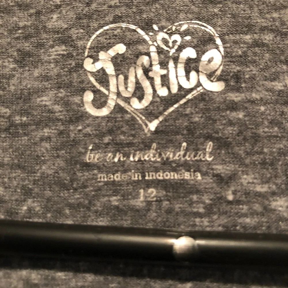Justice Girls Gray Sweatshirt Rhinestone Shoulders Size 12